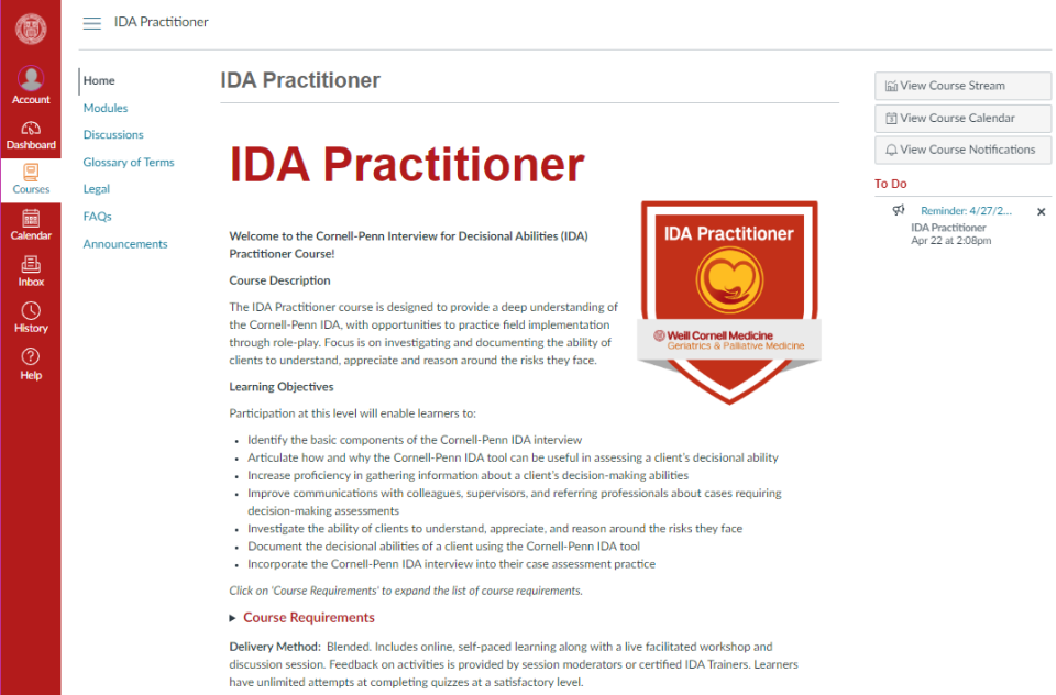 IDA course homepage